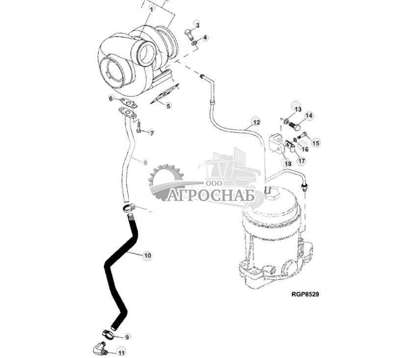 6501, 6558 Turbocharger and Oil Lines 